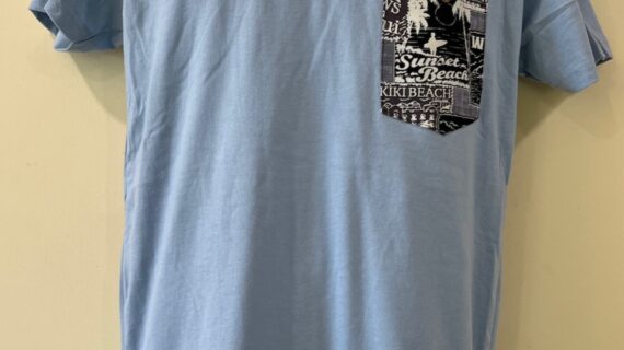 Hawaiian Vintage gray on denim tee
