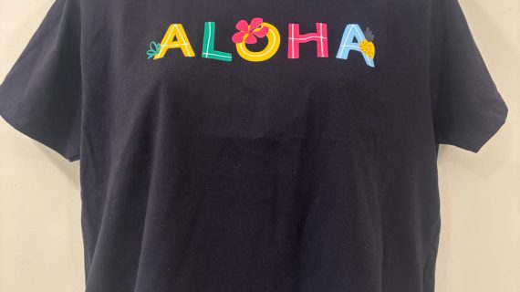 Aloha black crop wahine tee